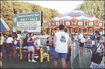 big crowds in amusement area