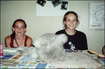 Shawna and Johannah with Angora rabbit