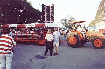 tractor trolley from parking lot