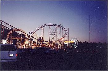 Picture of the carnival area at night.