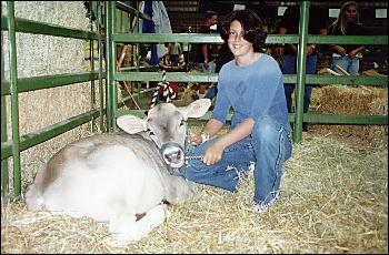 Picture of calf with Stephanie Beeler.