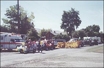 Picture of parade preparations.